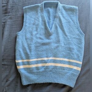 Men's Hand Knit Blue Sweater Vest